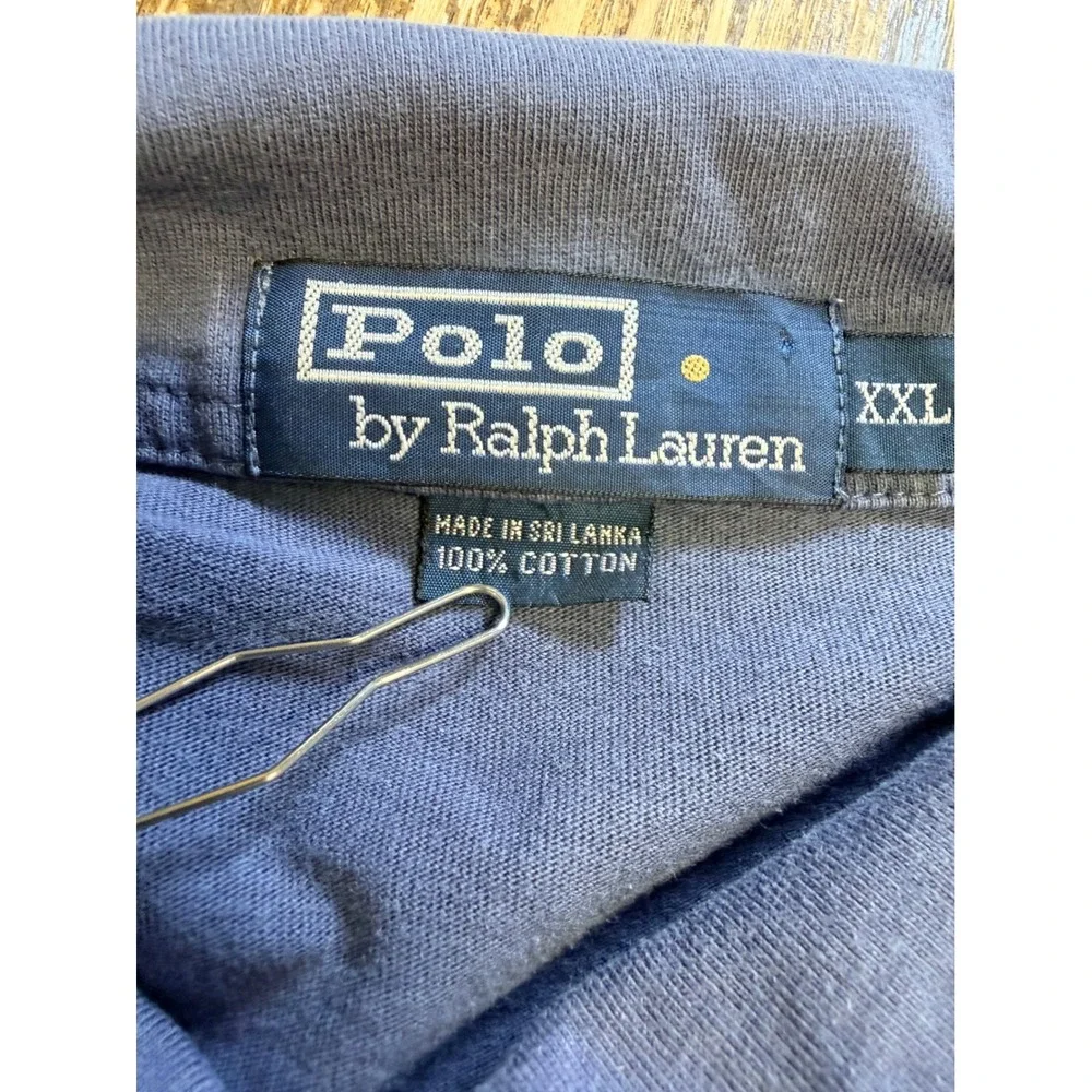 Vintage Polo Ralph Lauren Polo Shirt Mens XXL Blue Solid Cotton Pocket Classic